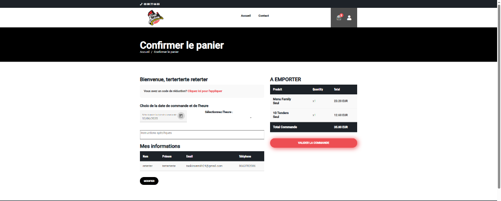 Online-Order Confirmation